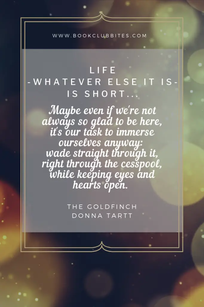 The Goldfinch Book Club Questions and Cocktail Recipe Quote